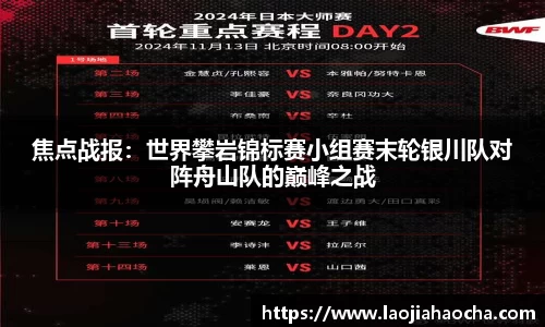 焦点战报：世界攀岩锦标赛小组赛末轮银川队对阵舟山队的巅峰之战